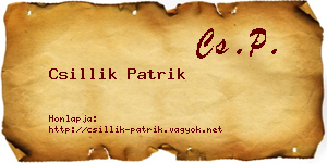 Csillik Patrik névjegykártya